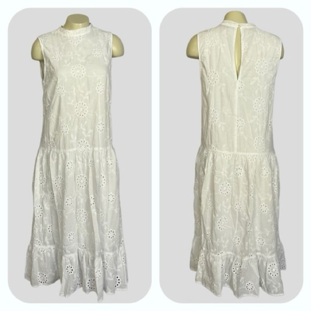 White Sleeveless Eyelet maxi Dress Size Small
